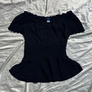 Old Navy Black Babydoll Scooped Neckline Ruffled Top Women’s XS